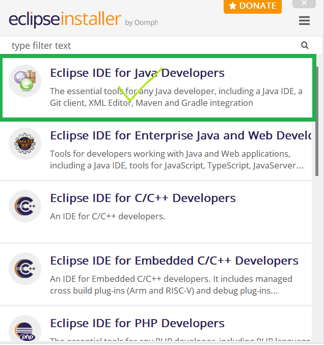 Eclipse IDE for Java Developerを選択